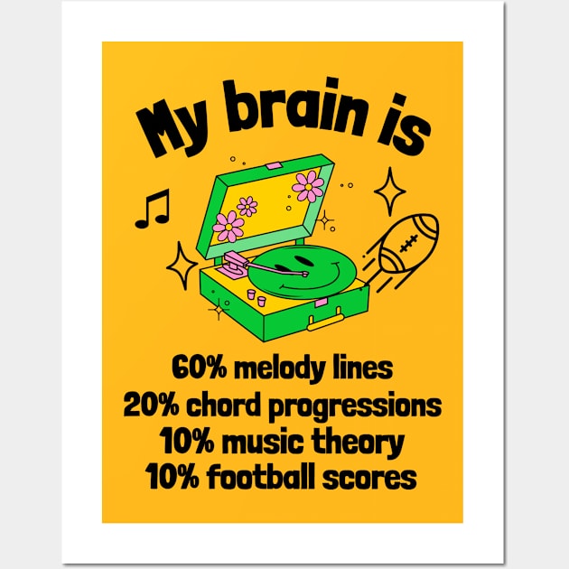 My Brain Is Music and Football Wall Art by DeliriousSteve